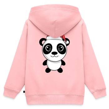 Panda Kuscheltier Weihnachten - Kinder Premium Organic Zip Hoodie - Rosa - Hinten - AI Model Kid Female (0cm)