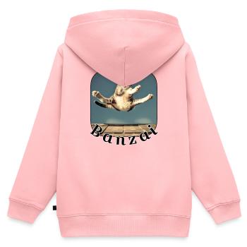 Sprungkatze über Tastatur - Kinder Premium Organic Zip Hoodie - Rosa - Hinten - AI Model Kid Female (0cm)
