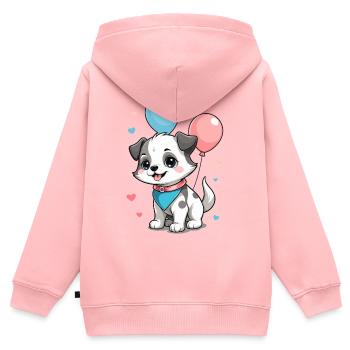 Chien mignon - Sweat Premium à capuche zippé enfant bio - rose - Dos - AI Model Kid Female (0cm)