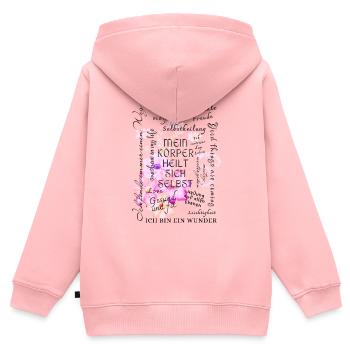 Motivation de guérison - Sweat Premium à capuche zippé enfant bio - rose - Dos - AI Model Kid Female (0cm)