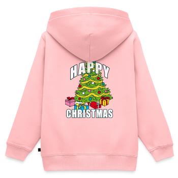 HAPPY CHRISTMAS | Weihnachtsbaum - Kinder Premium Organic Zip Hoodie - Rosa - Hinten - AI Model Kid Female (0cm)