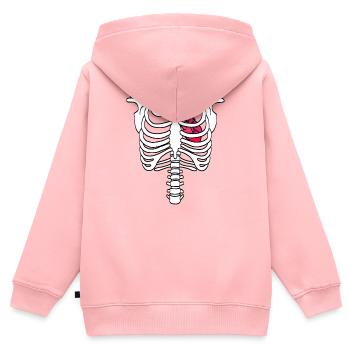 Skelettbrustkorb mit Herz - Kinder Premium Organic Zip Hoodie - Rosa - Hinten - AI Model Kid Female (0cm)