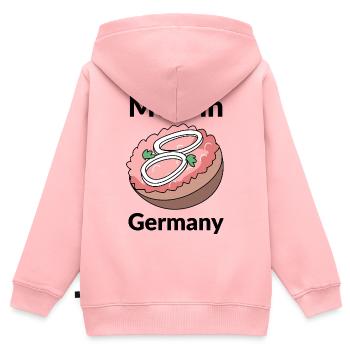 Mett in Germany - Kinder Premium Organic Zip Hoodie - Rosa - Hinten - AI Model Kid Female (0cm)