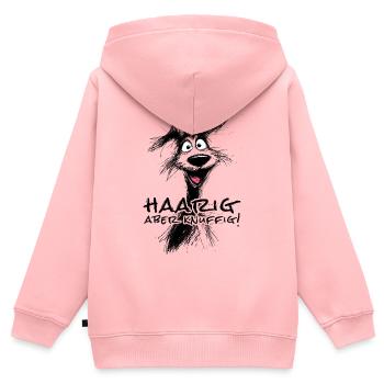 Lustige Hund Skizze –Haarig aber knuffig - Kinder Premium Organic Zip Hoodie - Rosa - Hinten - AI Model Kid Female (0cm)