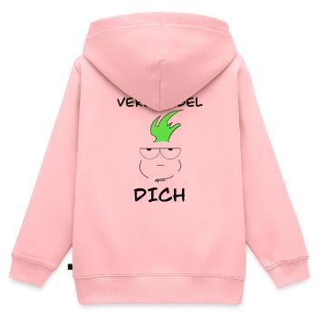 Launische Zwiebel - Kinder Premium Organic Zip Hoodie - Rosa - Hinten - AI Model Kid Female (0cm)