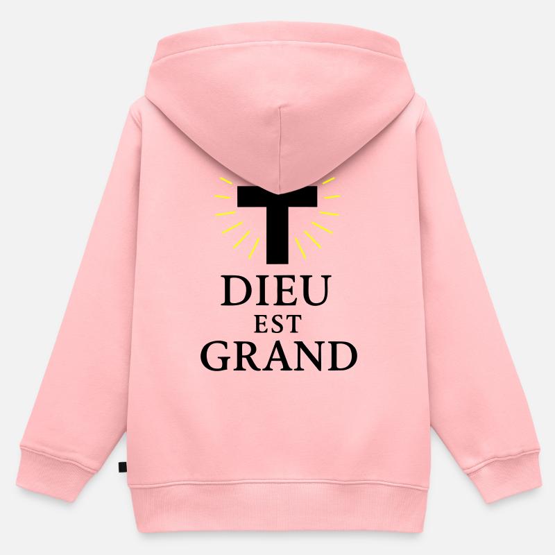DIEU EST GRAND - Sweat Premium à capuche zippé enfant bio - rose