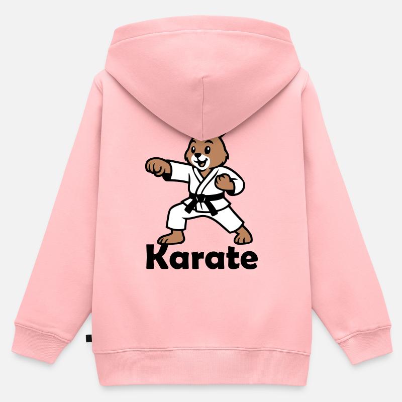 Karaté Lapin - Sweat Premium à capuche zippé enfant bio - rose