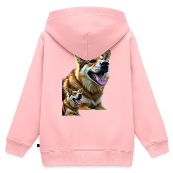 Freudiger Hundemotiv auf lebendiger Leinwand - Kinder Premium Organic Zip Hoodie - Rosa - Hinten - AI Model Kid Female (0cm)
