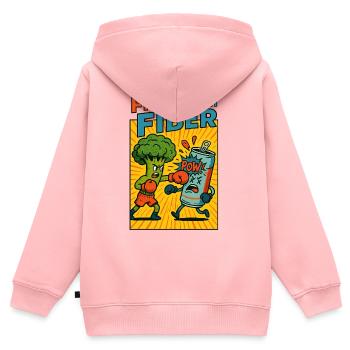 Le puissant brocoli contre la menace du soda - Sweat Premium à capuche zippé enfant bio - rose - Dos - AI Model Kid Female (0cm)