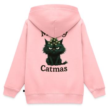 Meowy Catmas Grummelige Weihnachtskatze - Kinder Premium Organic Zip Hoodie - Rosa - Hinten - AI Model Kid Female (0cm)
