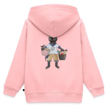 Faultier mit Korb und Hängematte - Kinder Premium Organic Zip Hoodie - Rosa - Hinten - AI Model Kid Female (0cm)