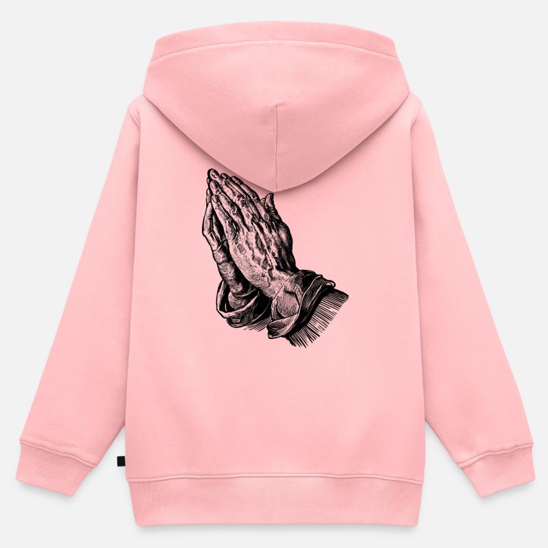« Mains prieuses » avec 6 doigts IA-Slop - Sweat Premium à capuche zippé enfant bio - rose