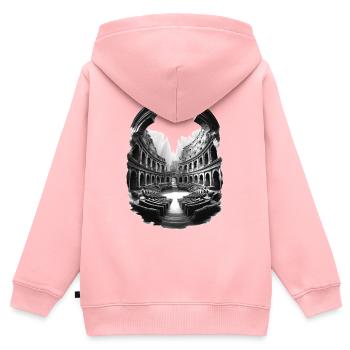 Colisée Circulaire en Ruine - Sweat Premium à capuche zippé enfant bio - rose - Dos - AI Model Kid Female (0cm)