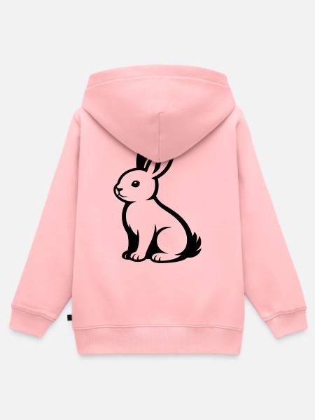 Lièvre - Sweat Premium à capuche zippé enfant bio - rose