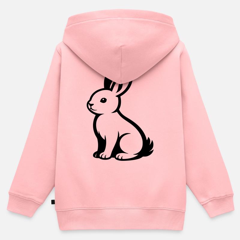 Lièvre - Sweat Premium à capuche zippé enfant bio - rose