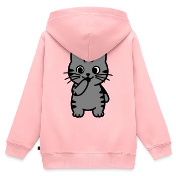 tigerkatze-steht-dreifarbig - Kinder Premium Organic Zip Hoodie - Rosa - Hinten - AI Model Kid Female (0cm)