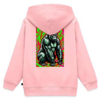 Gorilla - Kinder Premium Organic Zip Hoodie - Rosa - Hinten - AI Model Kid Female (0cm)