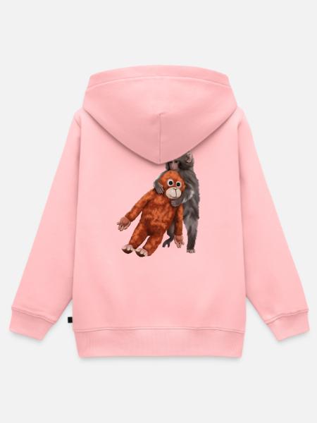 Punch Punch-Kun - Äffchen - Kinder Premium Organic Zip Hoodie - Rosa