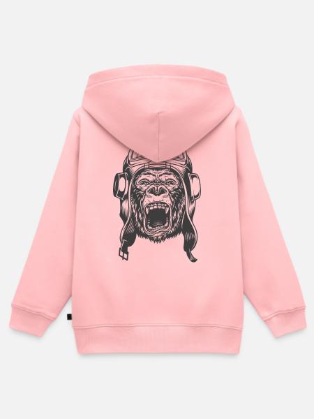 Gorilla Pilot Design - Kinder Premium Organic Zip Hoodie - Rosa