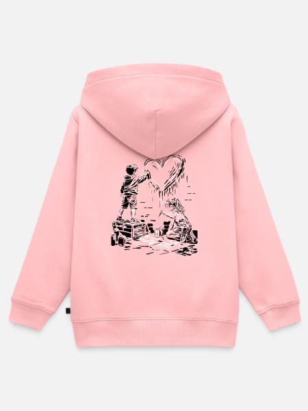 Chalk Heart Duo - Kinder Premium Organic Zip Hoodie - Rosa