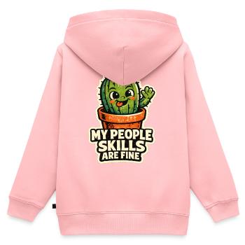 Cactus dit mes compétences relationnelles - Sweat Premium à capuche zippé enfant bio - rose - Dos - AI Model Kid Female (0cm)