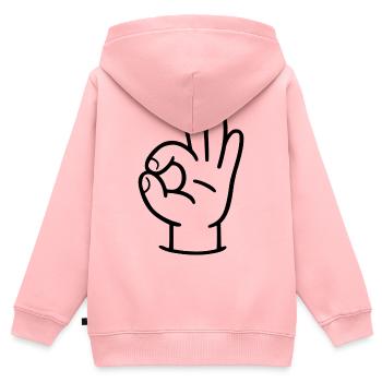 OK signe - Sweat Premium à capuche zippé enfant bio - rose - Dos - AI Model Kid Female (0cm)