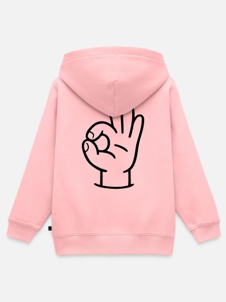 Hand OK Zeichen - Kinder Premium Organic Zip Hoodie - Rosa