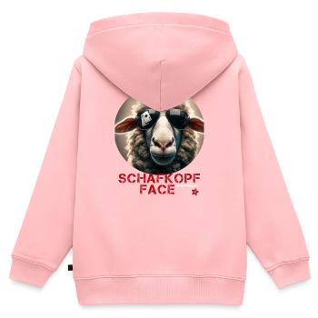 Schafkopf Face - Kinder Premium Organic Zip Hoodie - Rosa - Hinten - AI Model Kid Female (0cm)