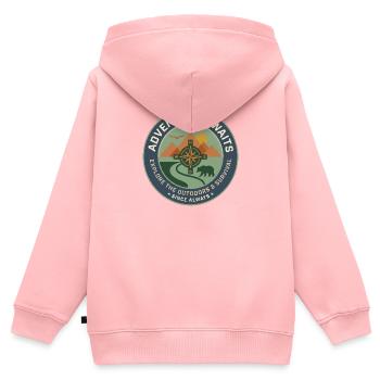 Abenteuer ruft Outdoor Survival Logo - Kinder Premium Organic Zip Hoodie - Rosa - Hinten - AI Model Kid Female (0cm)