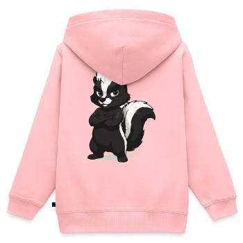 Selbstbewusstes Stinktier Maskottchen - Kinder Premium Organic Zip Hoodie - Rosa - Hinten - AI Model Kid Female (0cm)