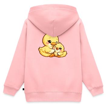 Mama Duck und ihr Küken kuscheln zusammen - Kinder Premium Organic Zip Hoodie - Rosa - Hinten - AI Model Kid Female (0cm)