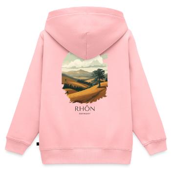 Rhön Vintage Landscape | National Park Style - Kinder Premium Organic Zip Hoodie - Rosa - Hinten - AI Model Kid Female (0cm)