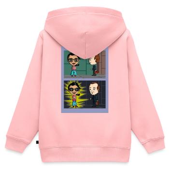 Eine kurze Geschichte in zwei Illustrationen - Kinder Premium Organic Zip Hoodie - Rosa - Hinten - AI Model Kid Female (0cm)