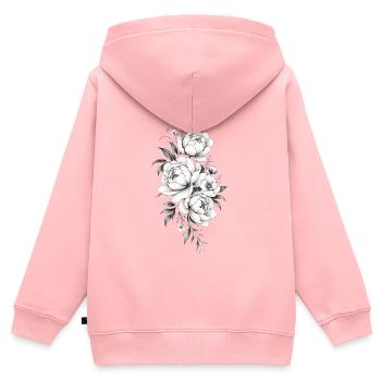 Zeitlose Graustufen-Floral - Kinder Premium Organic Zip Hoodie - Rosa - Hinten - AI Model Kid Female (0cm)