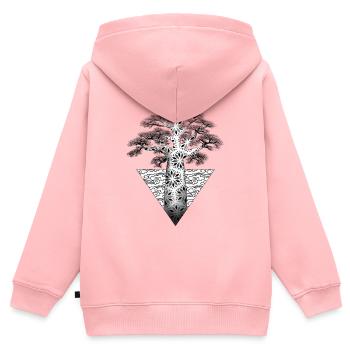Geometrischer fraktaler Baum auf schwarzem Hintergrund - Kinder Premium Organic Zip Hoodie - Rosa - Hinten - AI Model Kid Female (0cm)