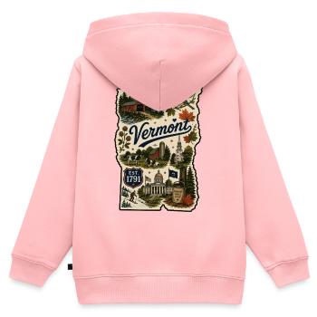 Vermont Green Mountain State Vintage-Aufkleber - Kinder Premium Organic Zip Hoodie - Rosa - Hinten - AI Model Kid Female (0cm)