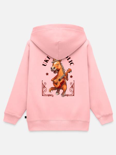Uke-u-holic Horse - Kinder Premium Organic Zip Hoodie - Rosa