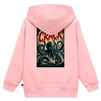Vintage CRACK Kraken - Kinder Premium Organic Zip Hoodie - Rosa - Hinten - AI Model Kid Female (0cm)