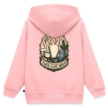 TWIG CLUE WALK - Kinder Premium Organic Zip Hoodie - Rosa - Hinten - AI Model Kid Female (0cm)