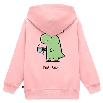 Kleiner Dino mit Kaffee - Kinder Premium Organic Zip Hoodie - Rosa - Hinten - AI Model Kid Female (0cm)