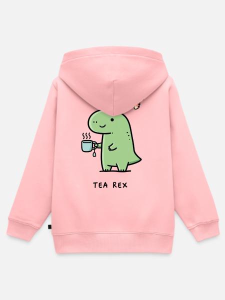 Kleiner Dino mit Kaffee - Kinder Premium Organic Zip Hoodie - Rosa