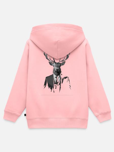 Reh im Anzug Porträt - Kinder Premium Organic Zip Hoodie - Rosa