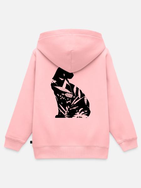 Katze Silhouette - Kinder Premium Organic Zip Hoodie - Rosa