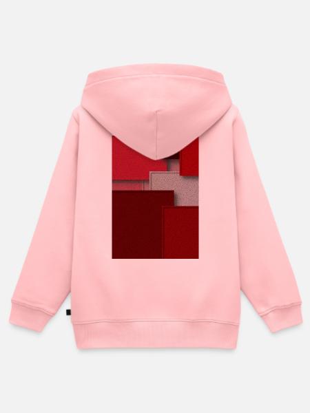 Rote Geometrie in abstrakten Blöcken - Kinder Premium Organic Zip Hoodie - Rosa