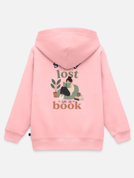 Verloren im Buch – Kuschellese - Kinder Premium Organic Zip Hoodie - Rosa