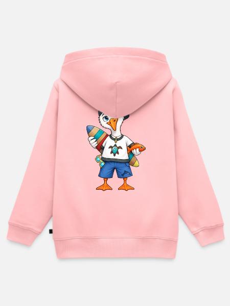 Surfende Möwe Wellen Wind und Freiheit - Kinder Premium Organic Zip Hoodie - Rosa