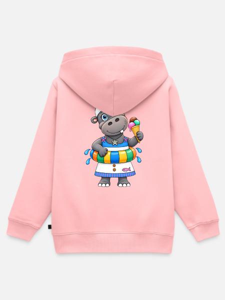 Nilpferd Sommer Lustiges Hippo - Kinder Premium Organic Zip Hoodie - Rosa