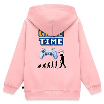 Game Time Retro Controller Entwicklung - Kinder Premium Organic Zip Hoodie - Rosa - Hinten - AI Model Kid Female (0cm)
