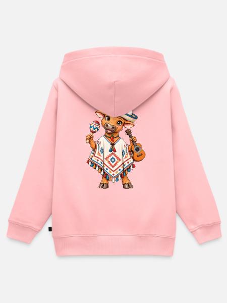 Mexiko Stier mit Poncho - Kinder Premium Organic Zip Hoodie - Rosa