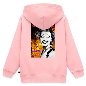 Burn_Baby-_Burn - Kinder Premium Organic Zip Hoodie - Rosa - Hinten - AI Model Kid Female (0cm)